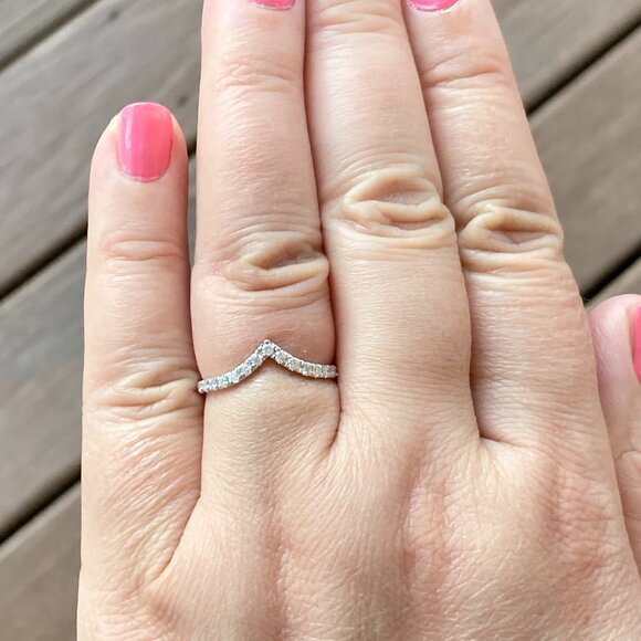 Curved White Gold Diamond Wedding Ring - Picture 2 of 5